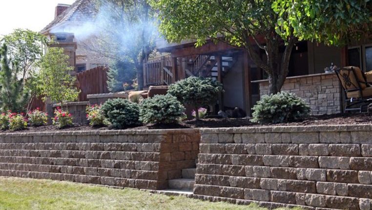 A residential retaining wall in Omaha, NE
